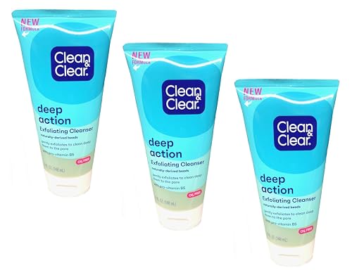 Clean & Clear Oil-Free Deep Action Exfoliating Facial Scrub, Cooling Daily Face Wash With Exfoliating Beads for Smooth Skin, Cleanses Deep Down to the Beauty & Personal Care Clean & Clear