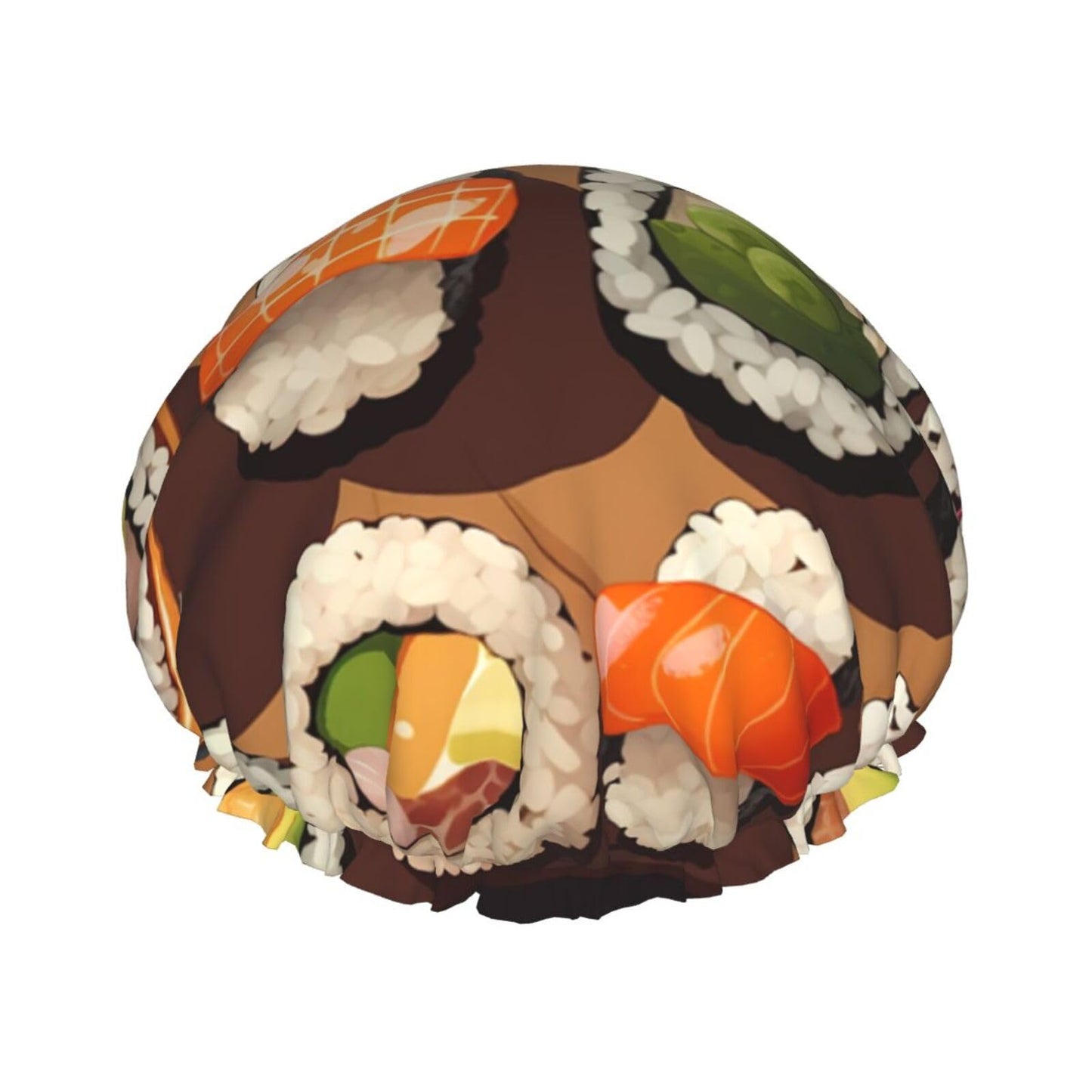 Many Sushi Food Shower Cap For Women Reusable Double Layers Bathing Bath Cap Hair Caps Waterproof Elastic Band Ladies Spa Salon Shower Hat Hair Caps Beauty and Personal Care GDSHJKLW