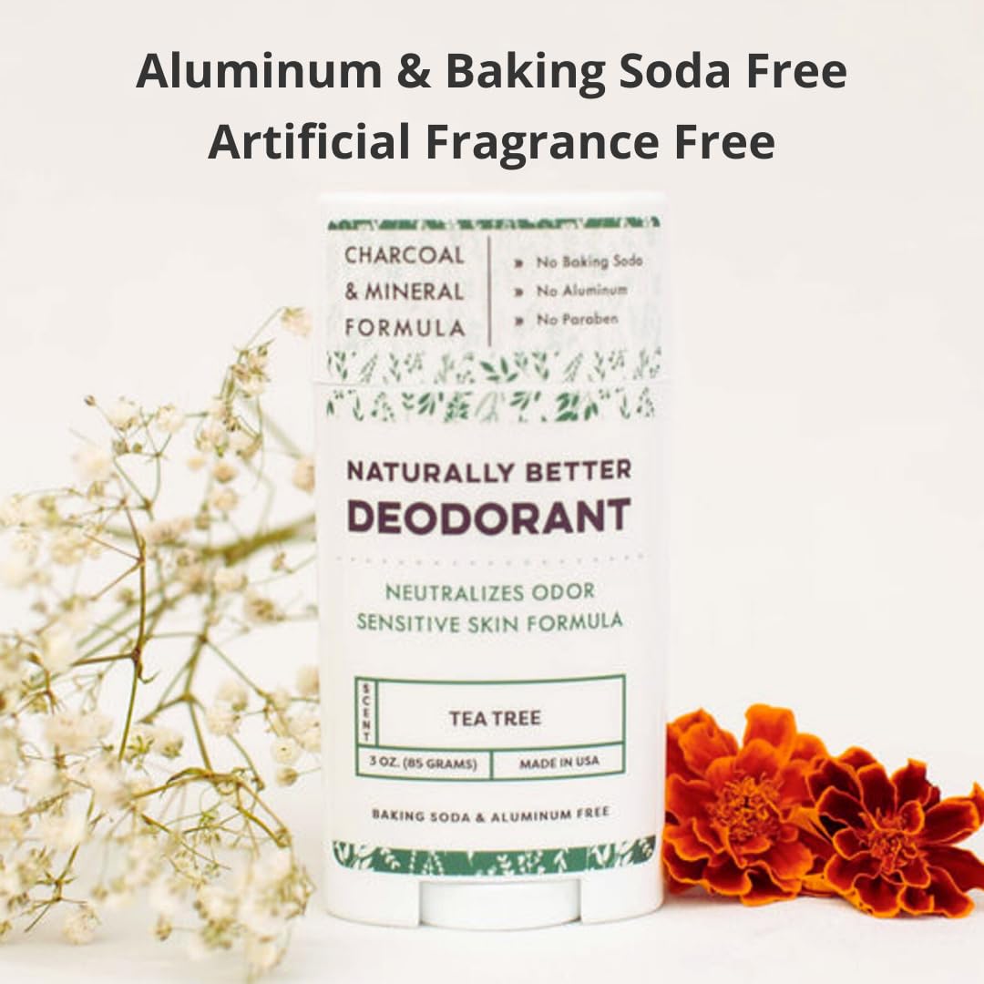 Tea Tree Naturally Better Deodorant - Sensitive Skin Formula, Aluminum-Free, Baking Soda-Free, All-Natural, Magnesium & Activated Charcoal Beauty and Personal Care NATURE'S APOTHECARY