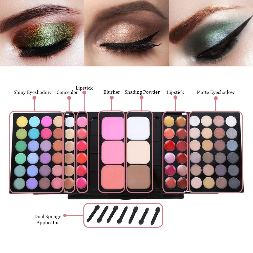 Pure Vie Professional 48 Colors EyeShadow Palette, 18 Lip Gloss, 6 Concealer, 3 Blusher and 3 Shading Powder Beauty & Personal Care Pure Body Naturals