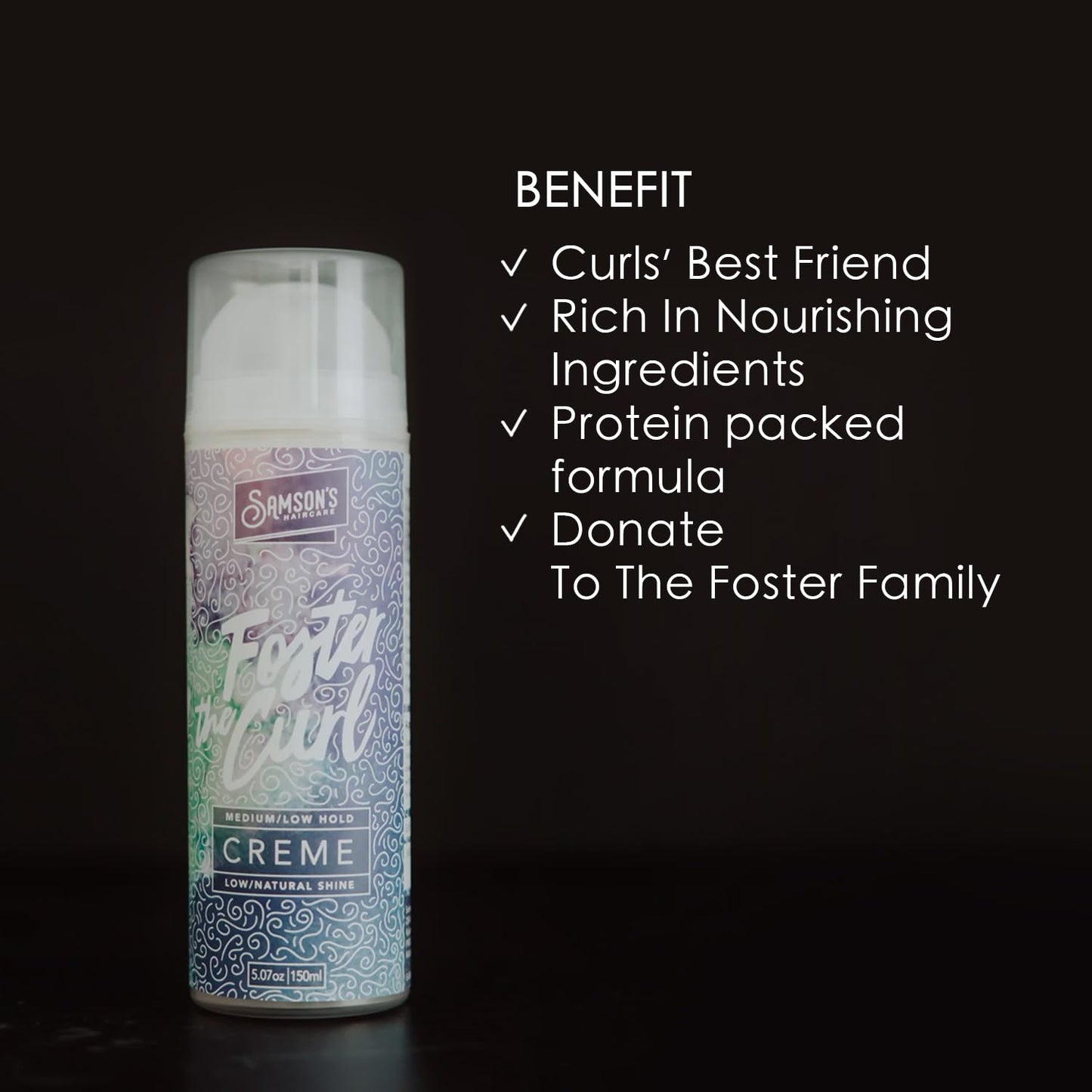 SAMSON'S HAIRCARE Foster the Curl Creme, For Textured Hair, Defines and holds curls all day, Nourishes and Strengthens hair, Protein packed formula Beauty & Personal Care SAMSON'S HAIRCARE