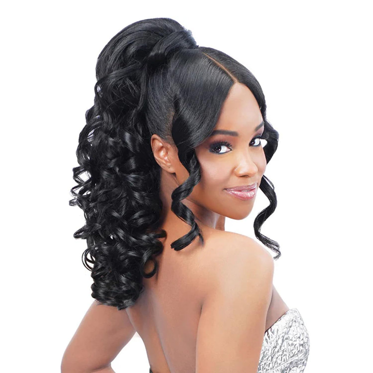 Zury Royal Drawstring Ponytail Split Bang Lace Part Miss Bang Lexi (Jet Black 1)