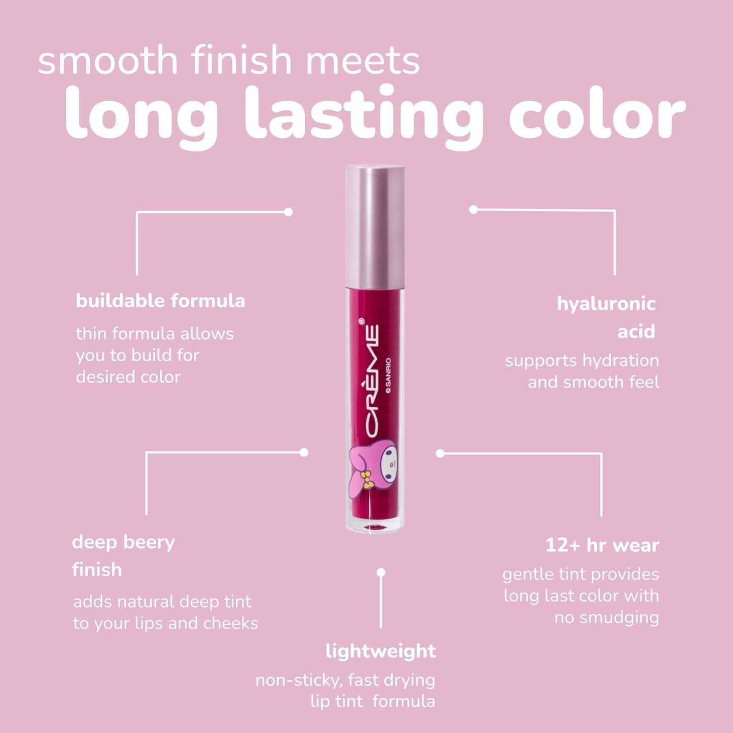 The Crème Shop My Melody Juice Tint - Lip & Cheek Stain - 12 Hour Lip Tint & Liquid Blush for Cheeks -Long Lasting, Waterproof, Buildable Formula Beauty & Personal Care The Crème Shop