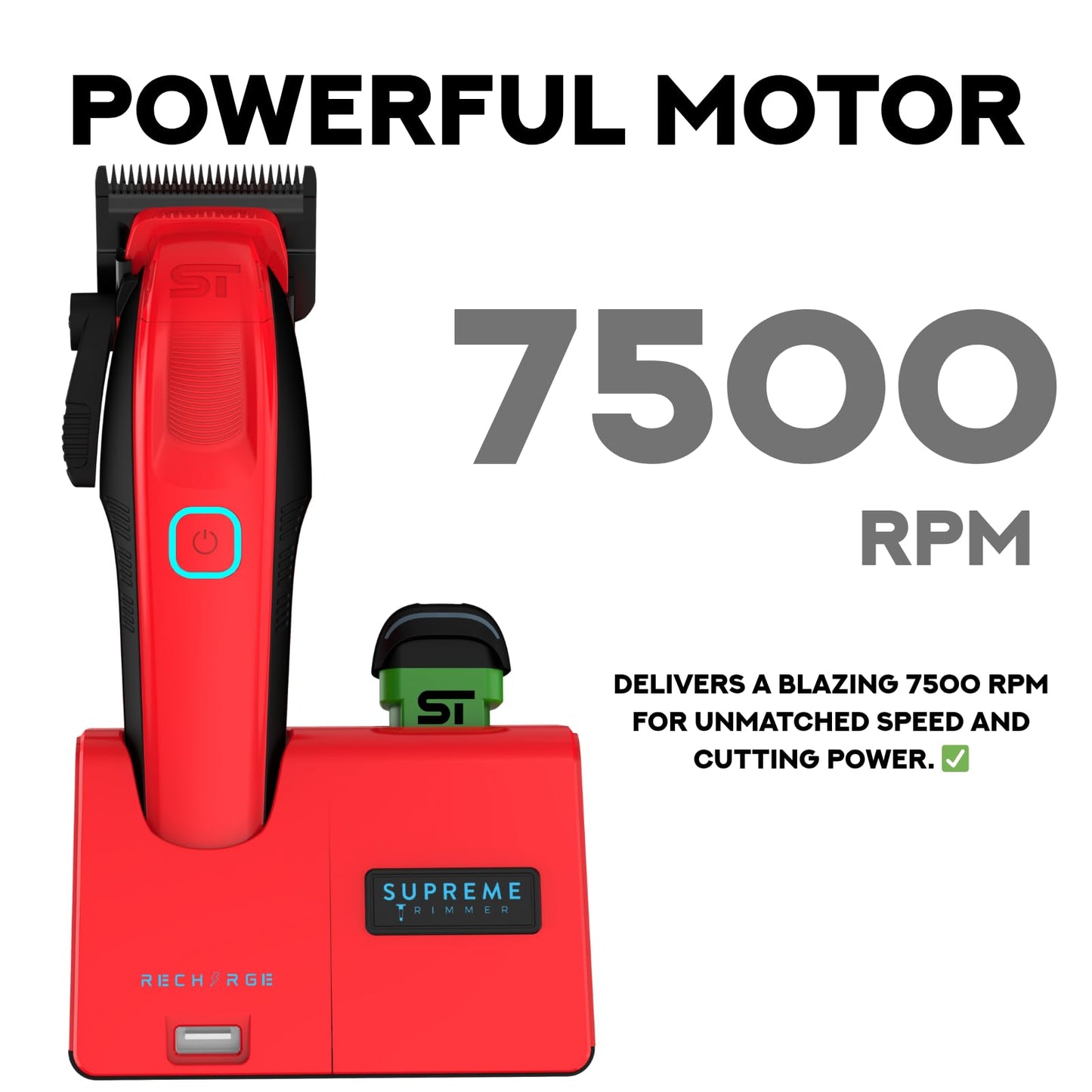 Supreme Trimmer Recharge Clipper - Professional Hair Clipper with 2 Removable Batteries, Brushless Motor, Smart Charge Stand, USB-C Charge & DLC Beauty and Personal Care Supreme Trimmer