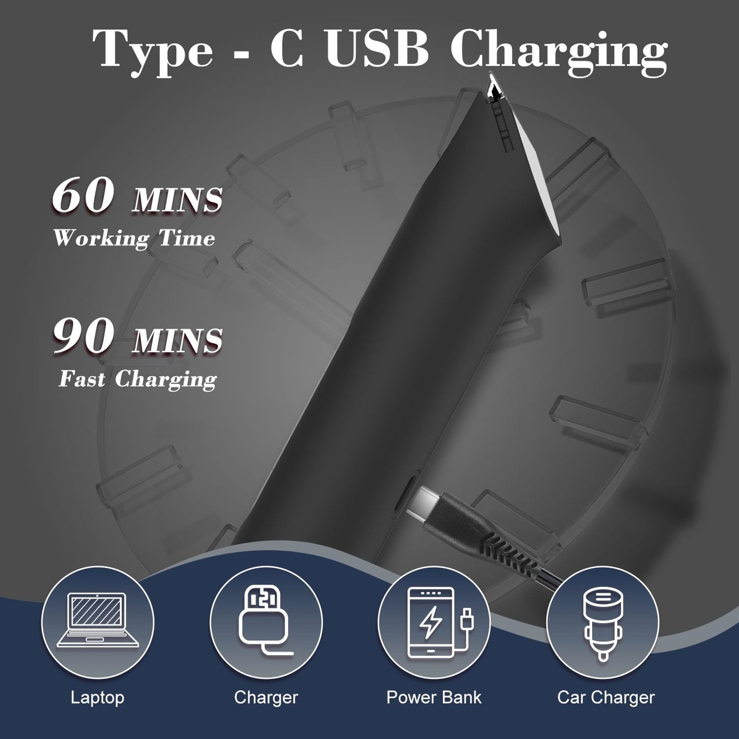 Hatteker 3 in 1 Multifunctional Dual - Head Body Hair Trimmer for Men, IPX7 Waterproof Nose/Eyebrow Trimmer, Rechargeable Body Electric Shaver Razor Beauty and Personal Care Hatteker