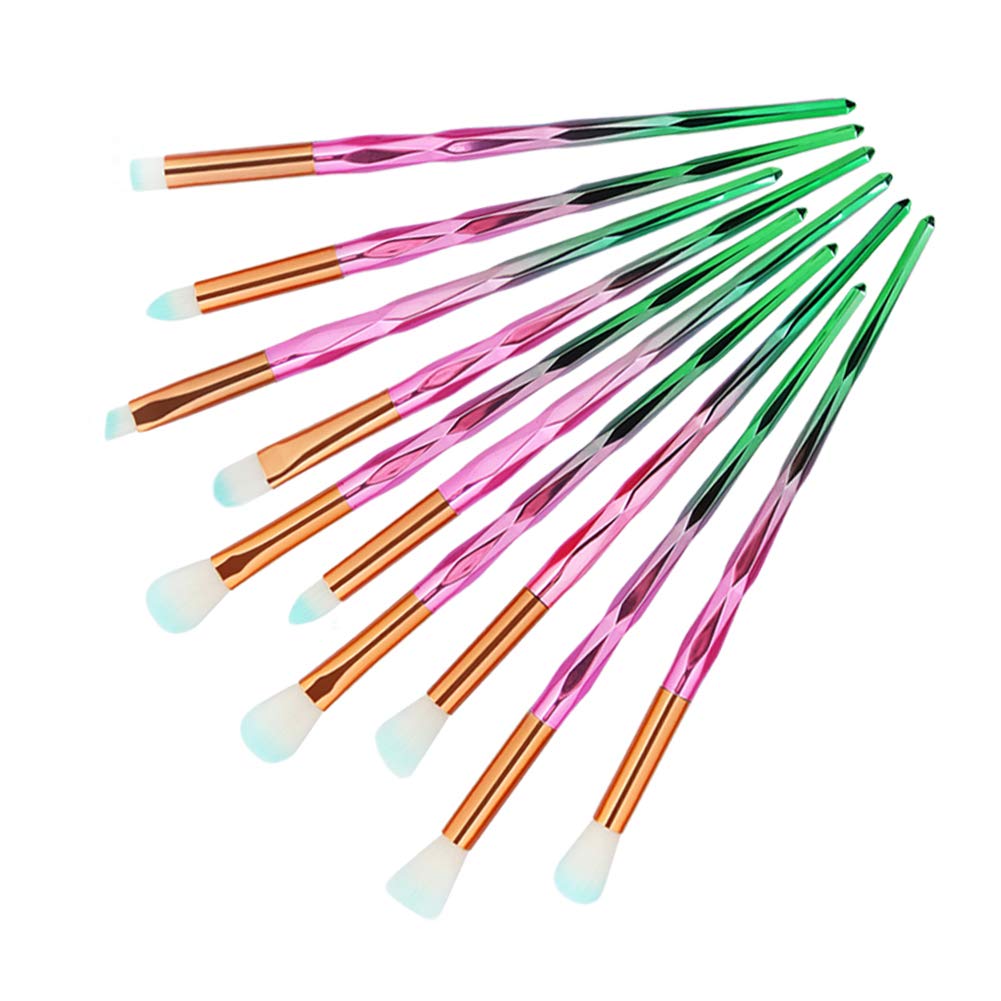 MIPPER 10pcs Diamond Handle Eye Makeup Brushes?Eyebrow Eye shadow Eyeliner Nasal shadow Cosmetics Brush Tool (pink+green) Beauty & Personal Care MIPPER
