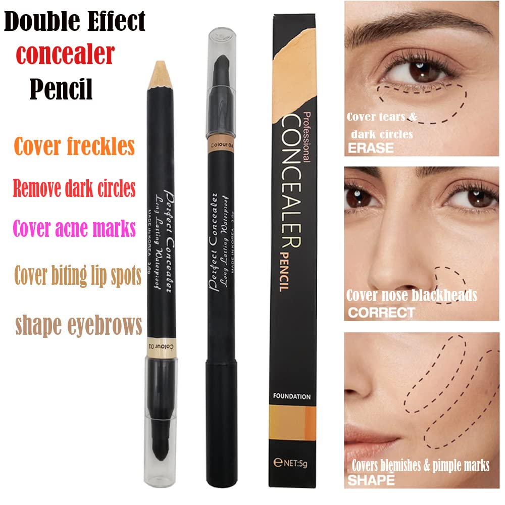 AKARY Concealer Pencil, 2 in 1 Dual-Sided Full Range of Coverage Concealer Pencil for Face, Professional Foundation Concealer for Eye Dark Circles Beauty & Personal Care AKARY