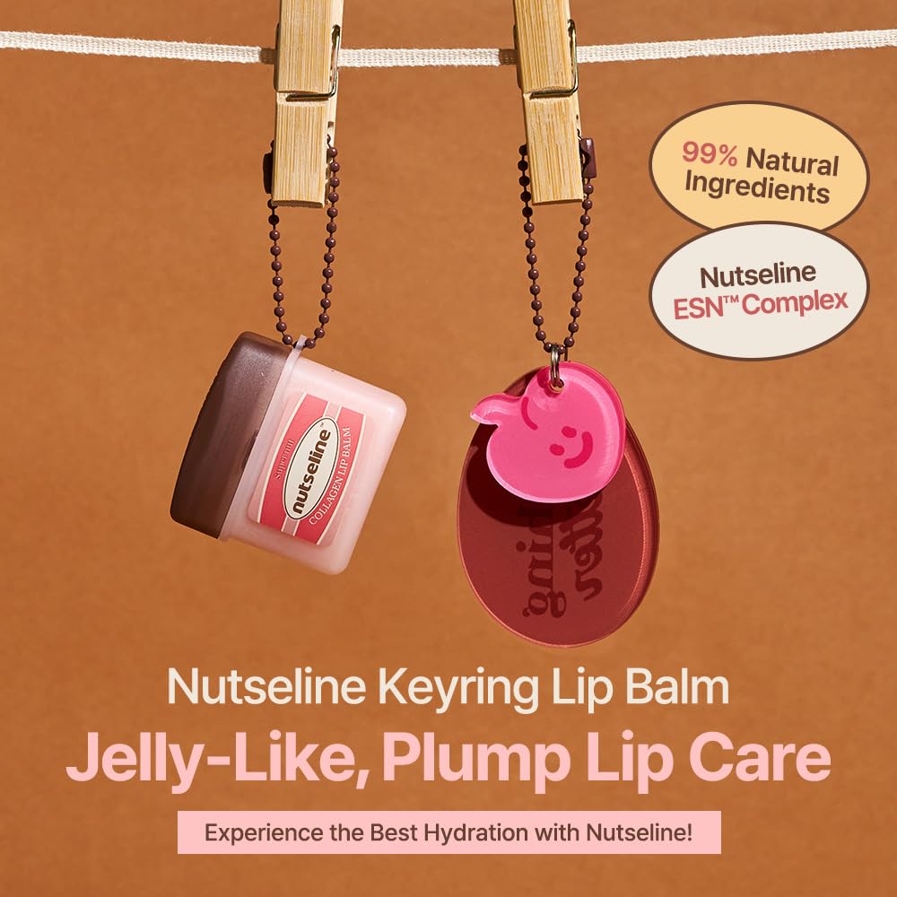 Nutseline Super Nut Collagen Keyring Lip Balm 11ml - 3-in-1 Lip Care Korean Skin Care, Plumps & Firms Lips, Collagen-Boosting, Shea Butter Formula Beauty and Personal Care nutseline