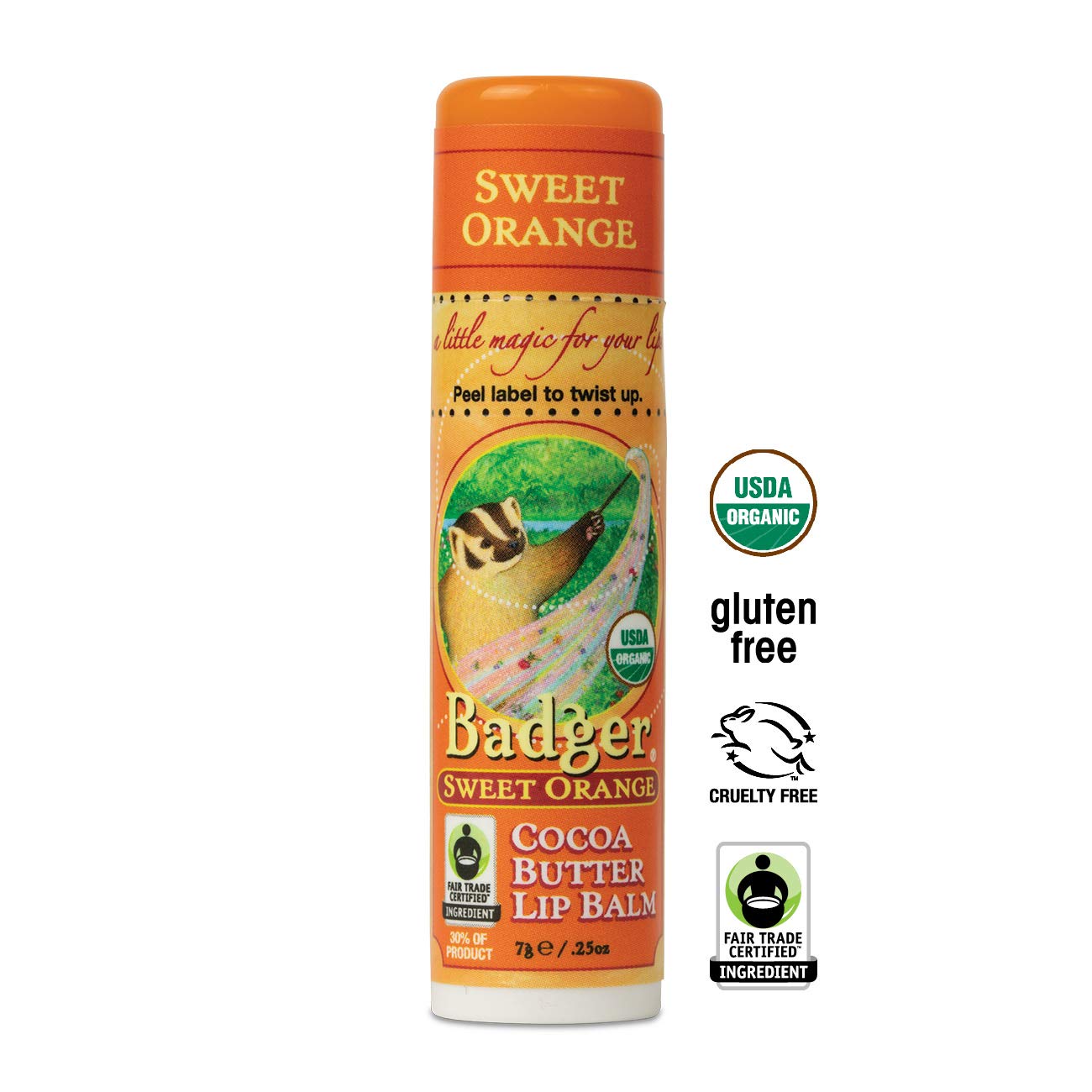 Badger Sweet Orange Cocoa Butter Lip Balm - .25oz Stick Beauty & Personal Care Badger