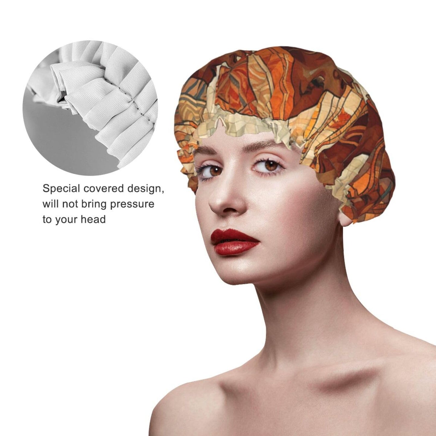 Africa Ethnic Pottery Shower Cap For Women Reusable Double Layers Bathing Bath Cap Hair Caps Waterproof Elastic Band Ladies Spa Salon Shower Hat Hair Beauty and Personal Care GDSHJKLW