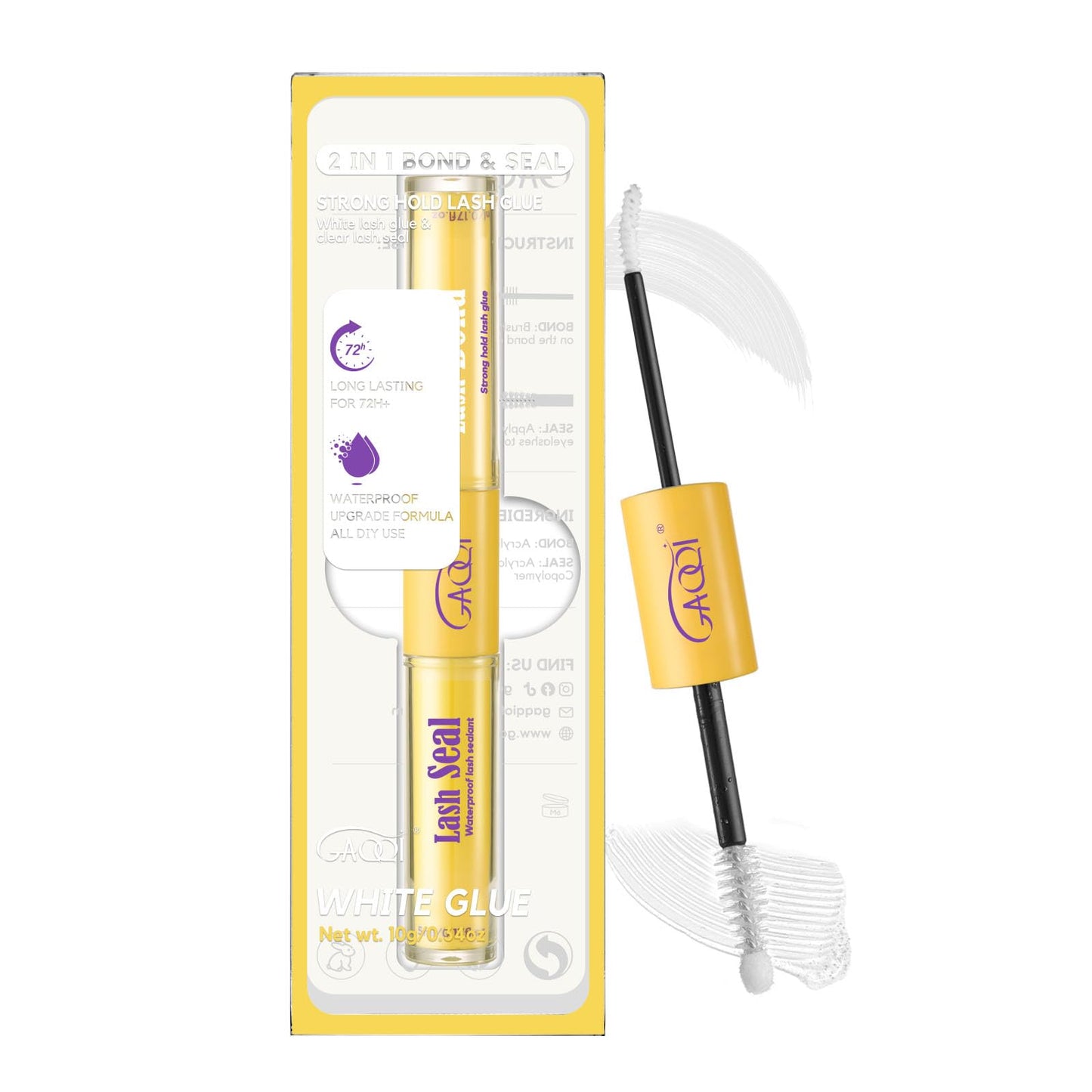 GAQQI Lash Bond and Seal Waterproof, Lash Cluster Glue Strong Hold for 72H+, White Eyelash Glue for DIY Eyelash Extensions, Long-Lasting & Gentle Beauty and Personal Care GAQQI Default Title