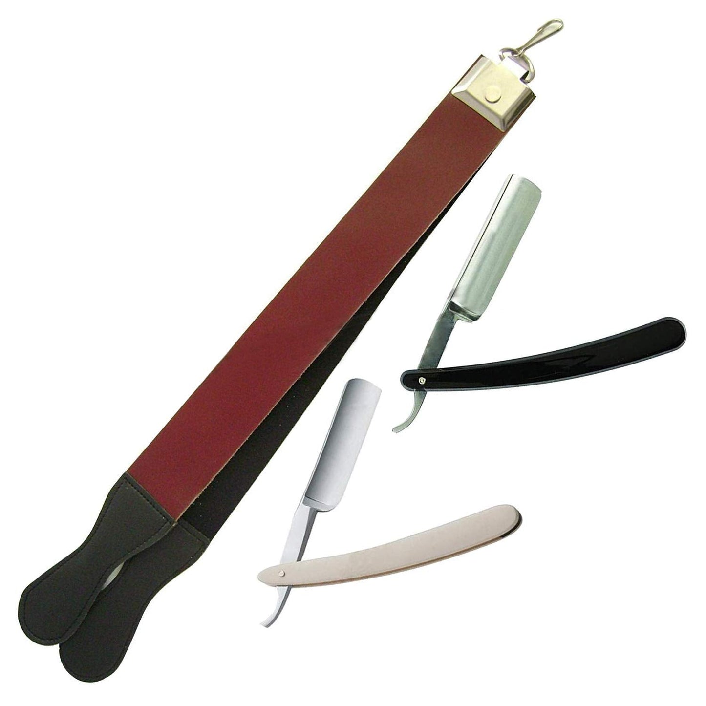 OdontoMed2011® Professional Quality Sharpening Strop Made of Real Leather 14" Long With 2 Straight Razors ODM Beauty and Personal Care OdontoMed2011