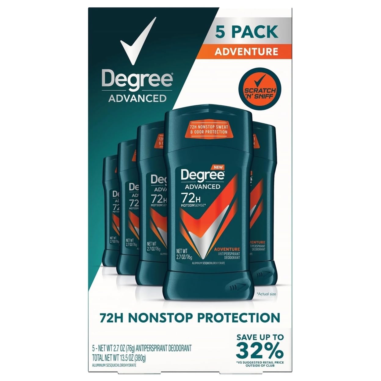 unilever Degree for Men Advanced Protection Antiperspirant, Adventure, 2.7 Ounce (5 Pack) Beauty and Personal Care Unilever