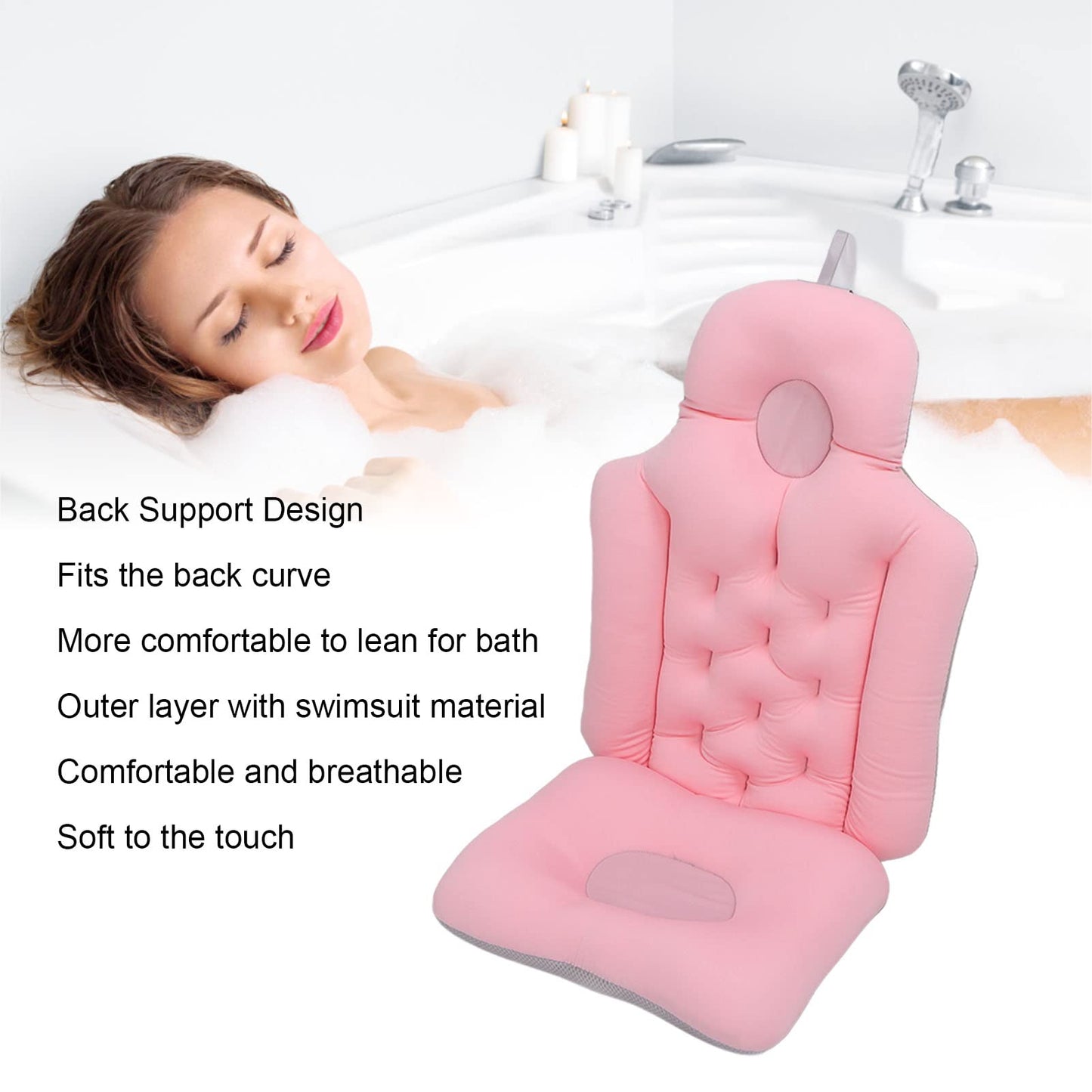 Full Body Bath Cushion for Bathtub Soft Folding Headrest Back Support Bath Cushion for Tub Neck and Back Comfort Adult Bath Mat for Home Use Beauty and Personal Care Betued
