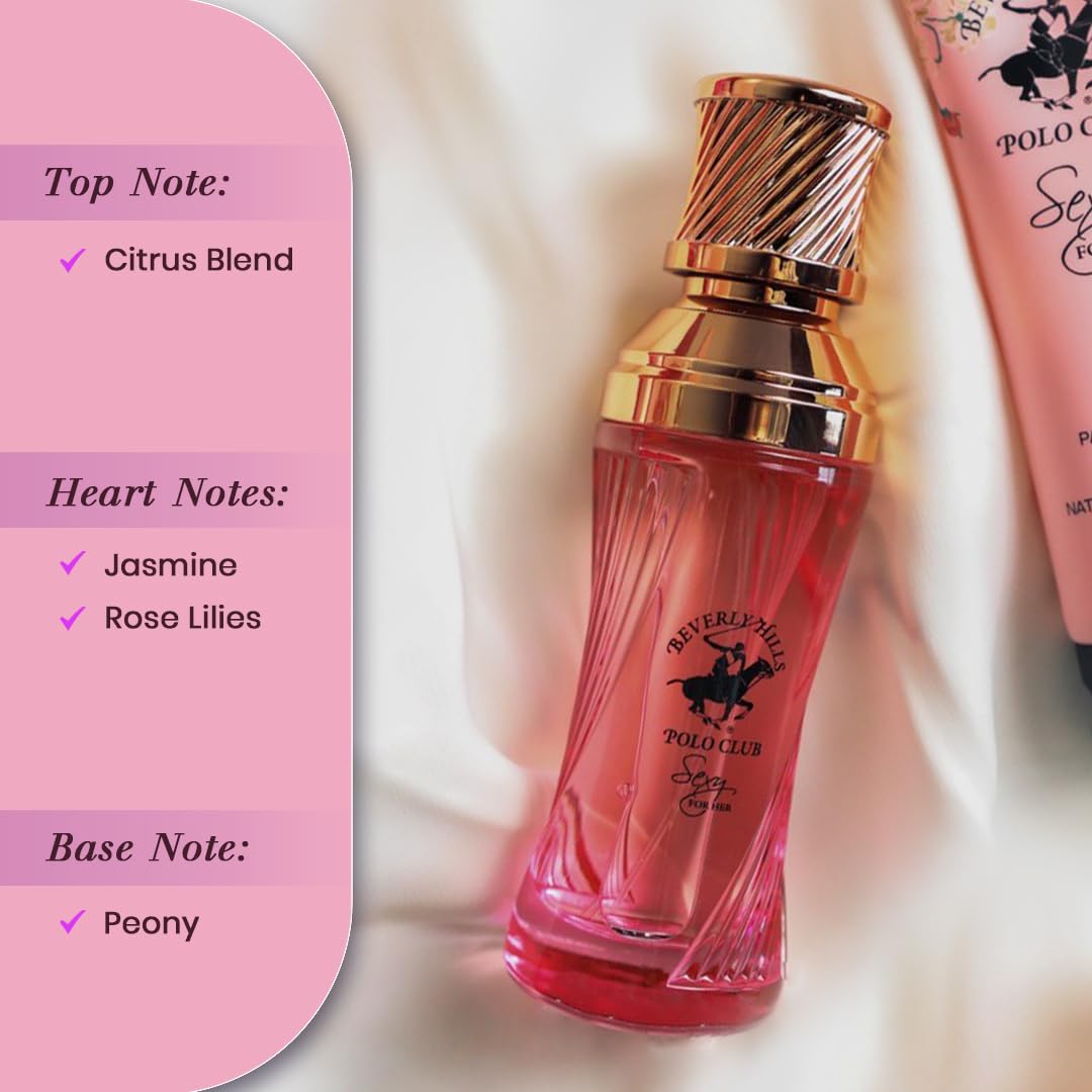 Beverly Hills Polo Club Sexy for Her – Eau de Parfum Spray 3.4 fl oz, Fresh Floral Perfume with Citrus, Jasmine & Rose Notes (Packaging May Vary) Beauty & Personal Care Beverly Hills Polo Club