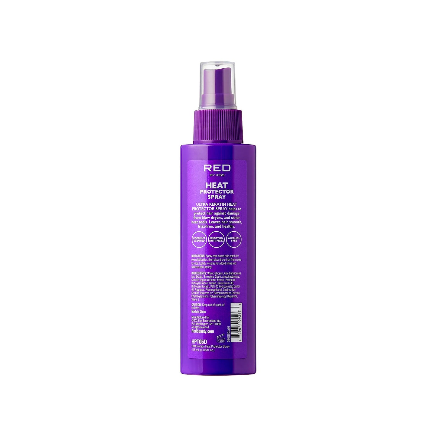 Red by Kiss Heat Protector, 4 Fl Oz - Ultra Keratin Spray for Thermal Protection, Enriched with Vitamin B5 & Keratin, Hydration, Strength, and Anti Beauty & Personal Care Red by Kiss