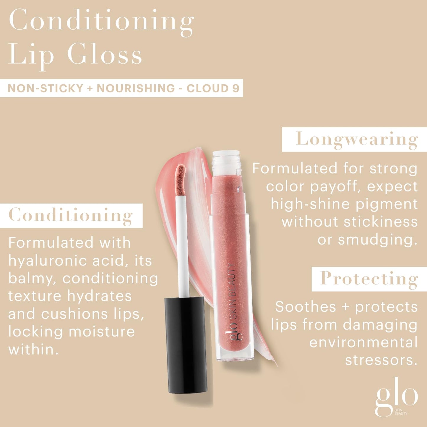 Glo Skin Beauty Conditioning Lip Gloss (Cloud 9) | Non-Sticky, Nourishing Lip Glosses Packed with Skincare Benefits Beauty & Personal Care Glo Skin Beauty