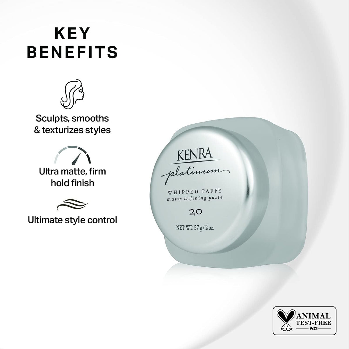 Kenra Professional Platinum Whipped Taffy 20 | Matte Defining Paste | Delivers An Ultra-Matte, Firm Hold Finish | Sculpts, Smooths & Texturizes Styles