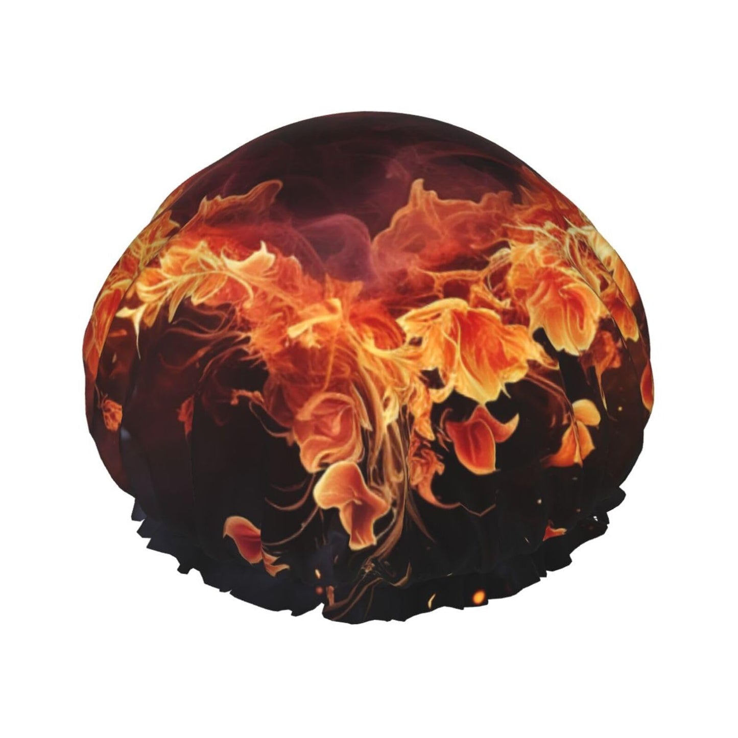 Fire Flowers And Heart Shower Cap For Women Reusable Double Layers Bathing Bath Cap Hair Caps Waterproof Elastic Band Ladies Spa Salon Shower Hat Hair Beauty and Personal Care GDSHJKLW