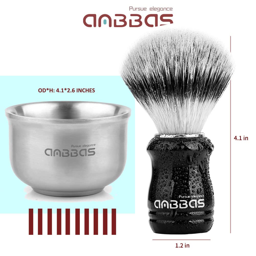 Anbbas Synthetic Badger Shaving Brush Set, 4IN1 Shaving Kit with Stainless Steel Shaving Stand and Lathering Foam Bowl, 3.5OZ Natural Shaving Soap Beauty and Personal Care Anbbas