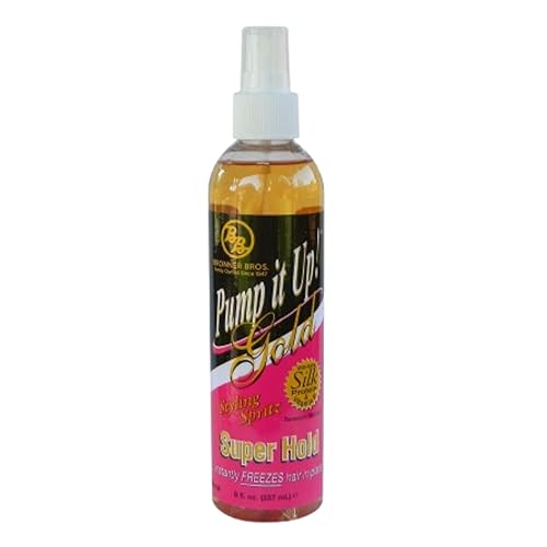 Bronner Bros Pump It Up Styling Spritz Gold 80% - Fast-Dry Hair Spray Extra Hold with Vitamin B5 & Silk Protein - Maximum Hold Finishing Spritz Beauty & Personal Care Bronner Bros