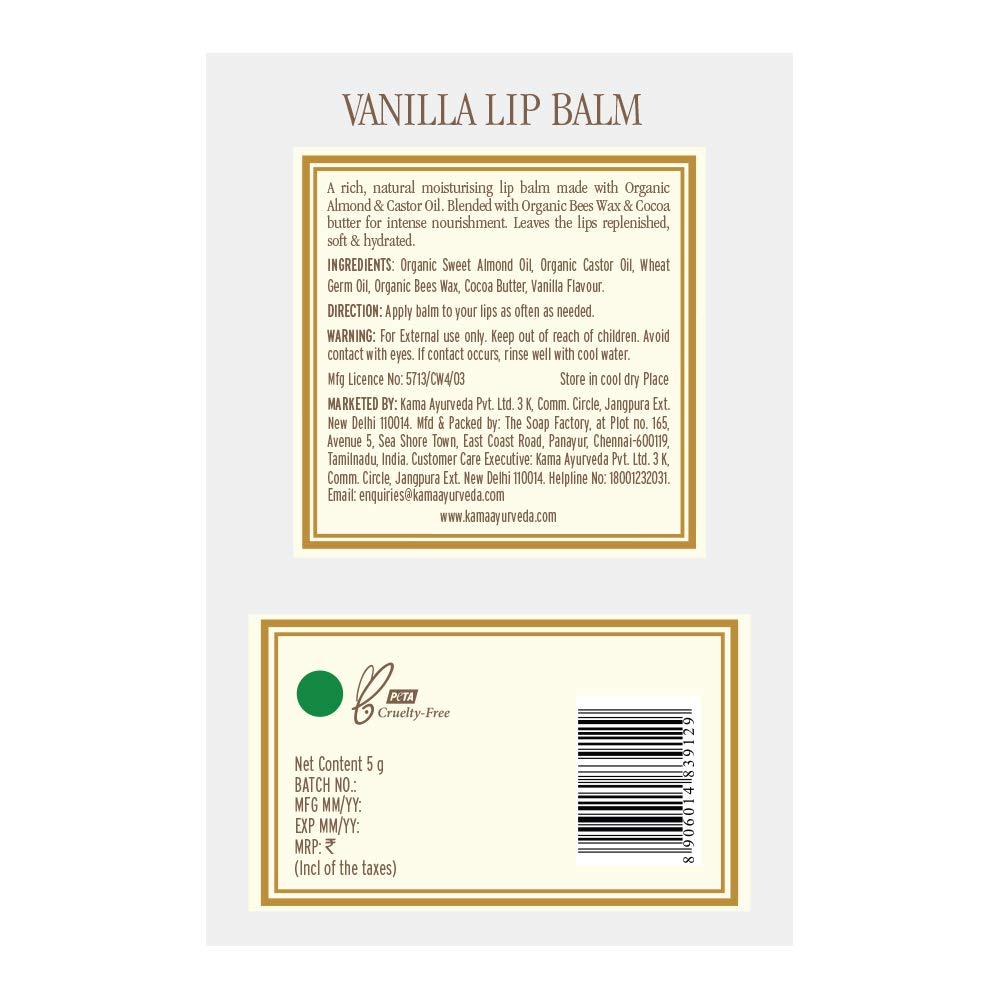 Kama Ayurveda Vanilla Lip Balm, 5g Beauty & Personal Care KAMA AYURVEDA