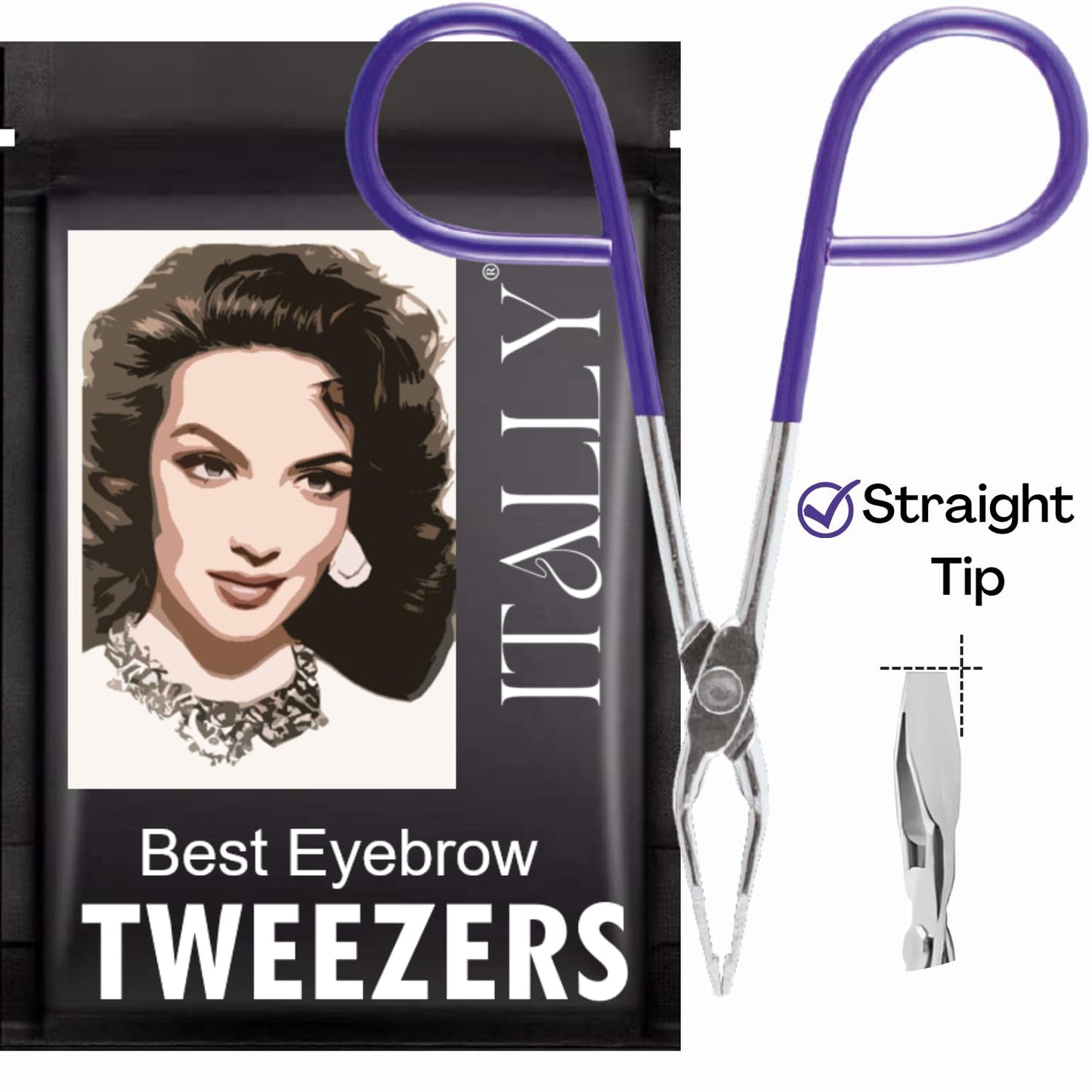 ITALLY Professional Salon TWEEZERS with Easy Scissor Handle, The BEST PRECISION EYEBROW TWEEZERS Men/Women, Pinzas Para Cejas, Ingrown Hair Beauty and Personal Care ITALLY