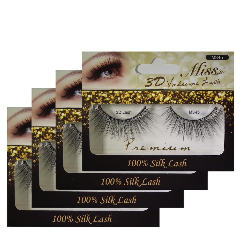 "4 Pairs" of Miss 3D Volume Tapered False Eyelash Extension M345 Beauty & Personal Care Miss Lash