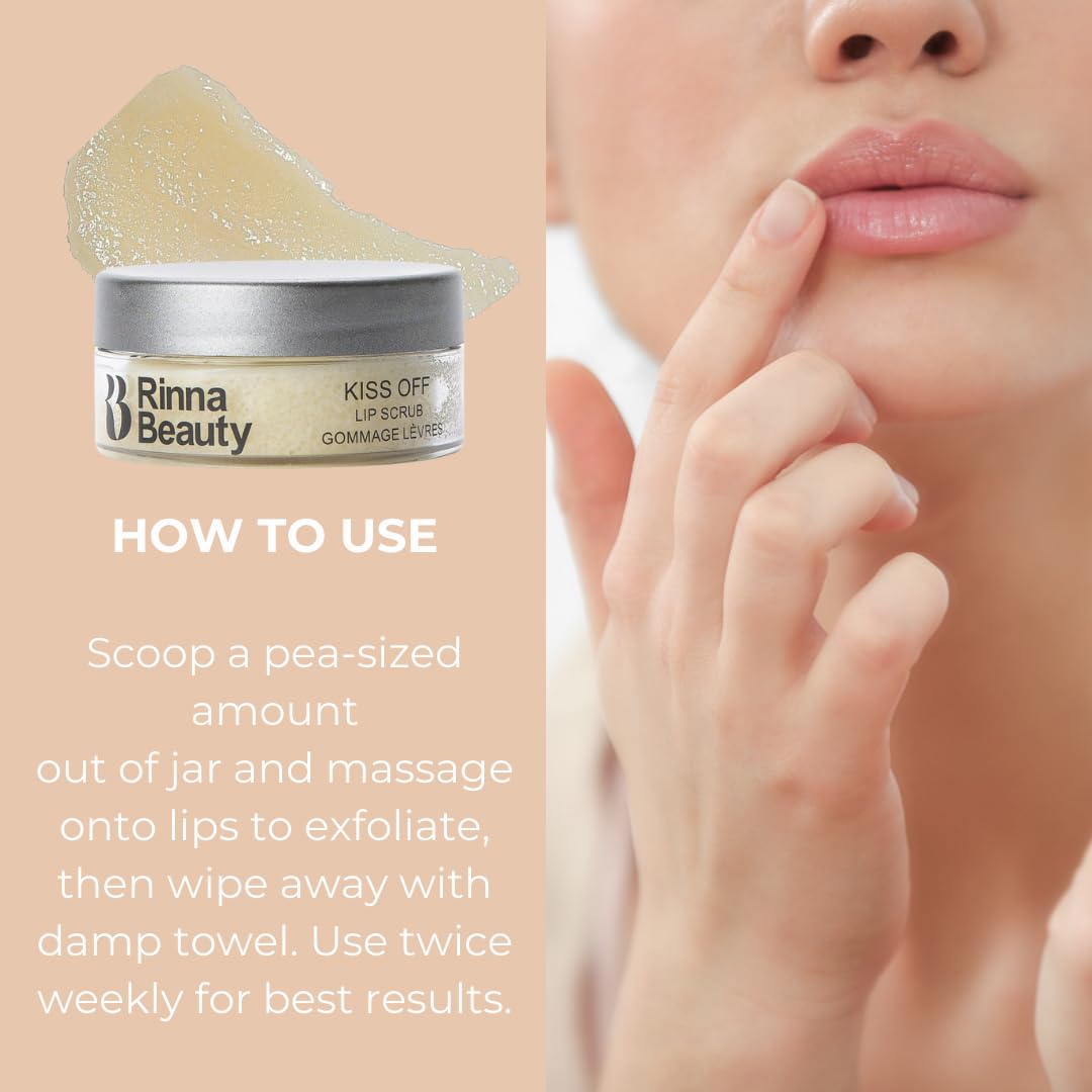 Rinna Beauty Kiss Off Lip Scrub - Lip Exfoliator to Smooth, Nourish & Hydrate with Coconut Oil, Carrot Seed Oil, Cocoa Butter, Shea Butter & Natural Beauty and Personal Care Rinna Beauty