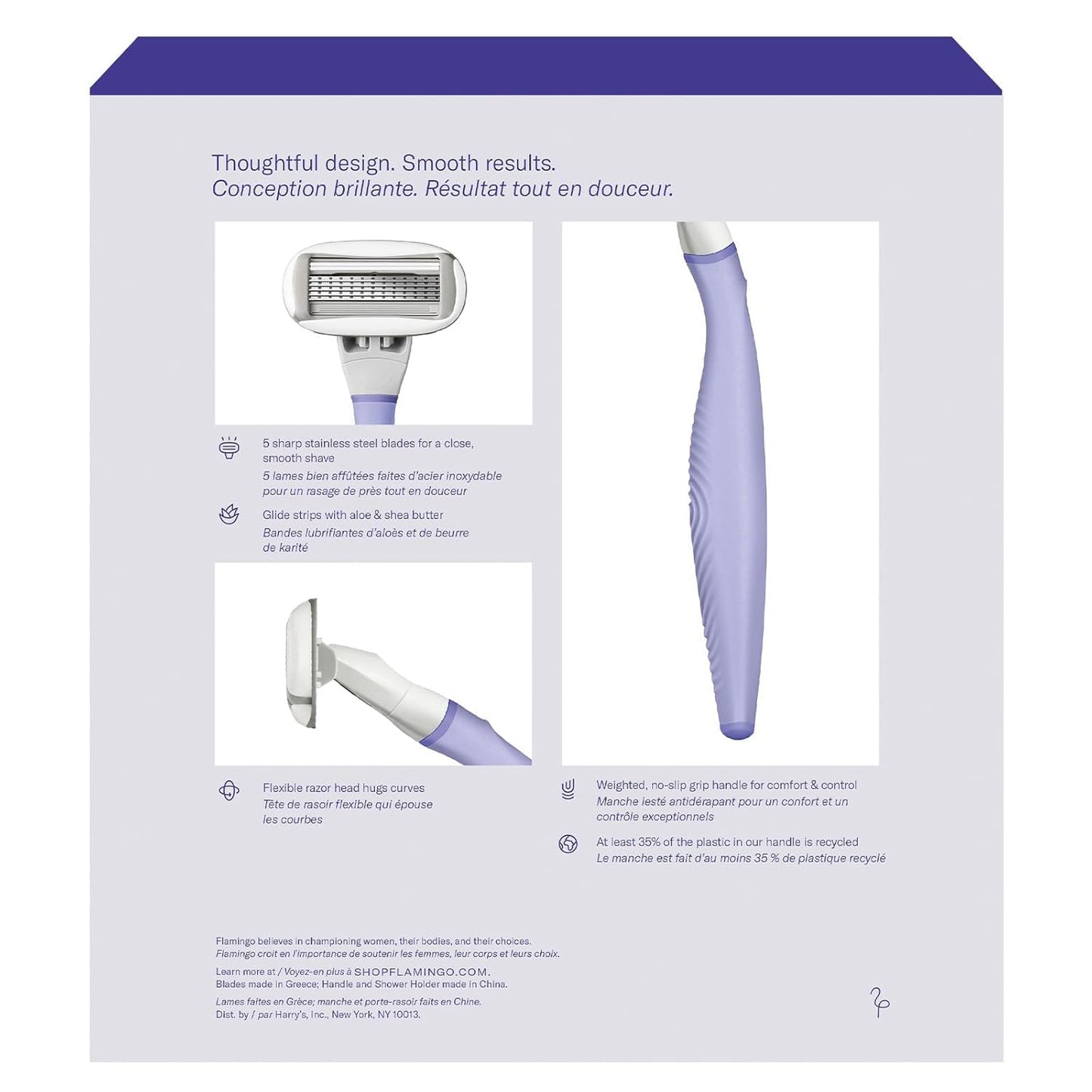 Flamingo Razors for Women, 1 Women's Razor Handle (Lilac), 13 Razor Five-Blade Refills, and 1 Shower Holder Beauty and Personal Care Flamingo