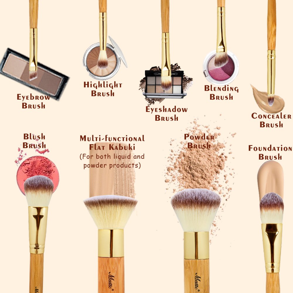 Matto Makeup Brushes 9-Piece Makeup Brush Set Foundation Brush with Travel Makeup Bag Beauty & Personal Care Matto
