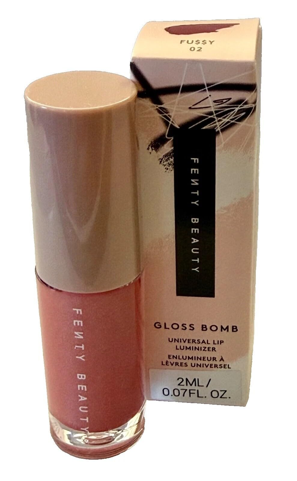 FENTY BEAUTY Gloss Bomb Universal Lip Luminizer, Fussy 02 Shade, 2ml/0.07fl oz, Mini Beauty & Personal Care FENTY BEAUTY