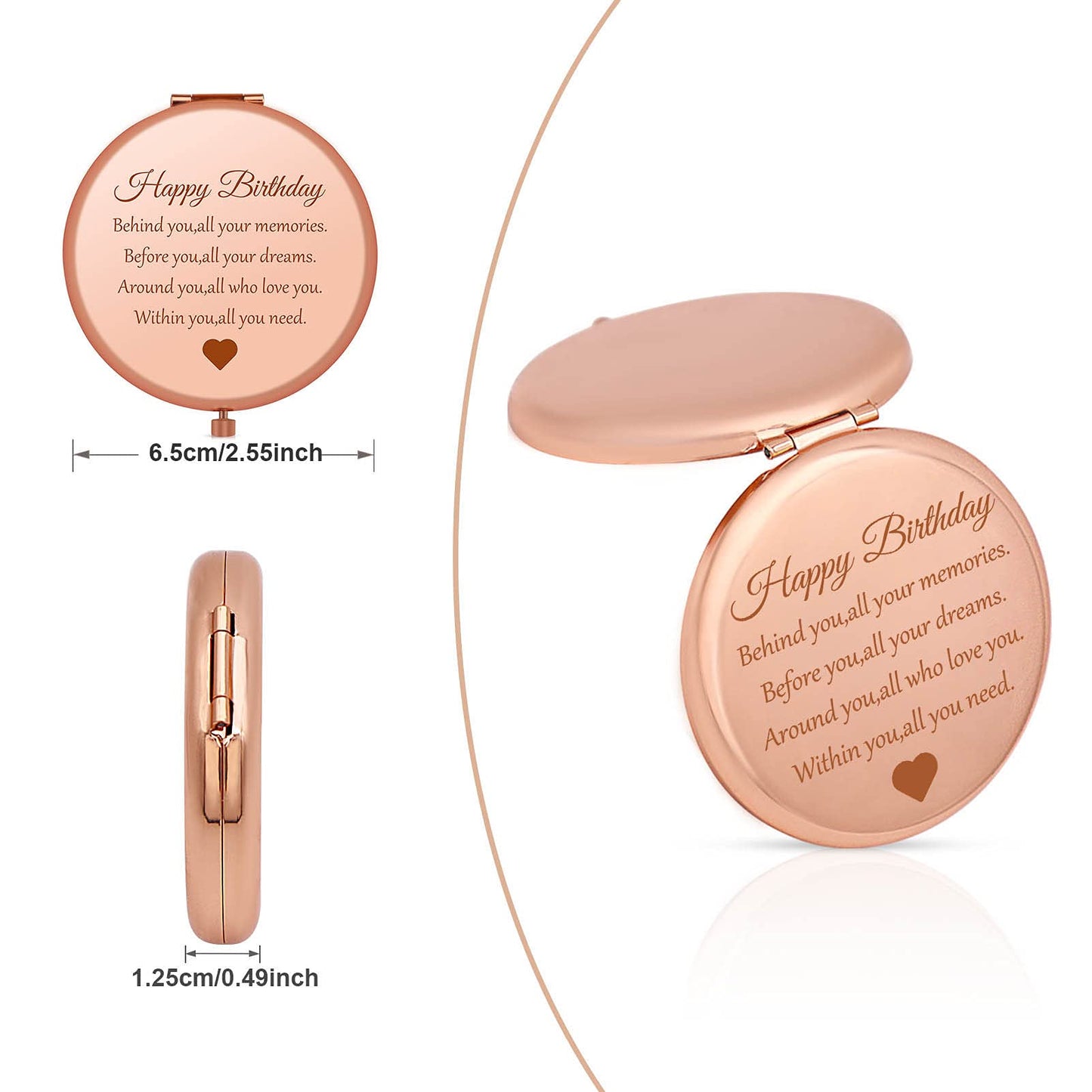 Happy Birthday Gift for Women Girls, Folding Travel Mirror Compact Mirror for Her, Birthday Gift Ideas for Friends, Mom, Daughter, Sister, Coworkers Beauty & Personal Care Jielahua
