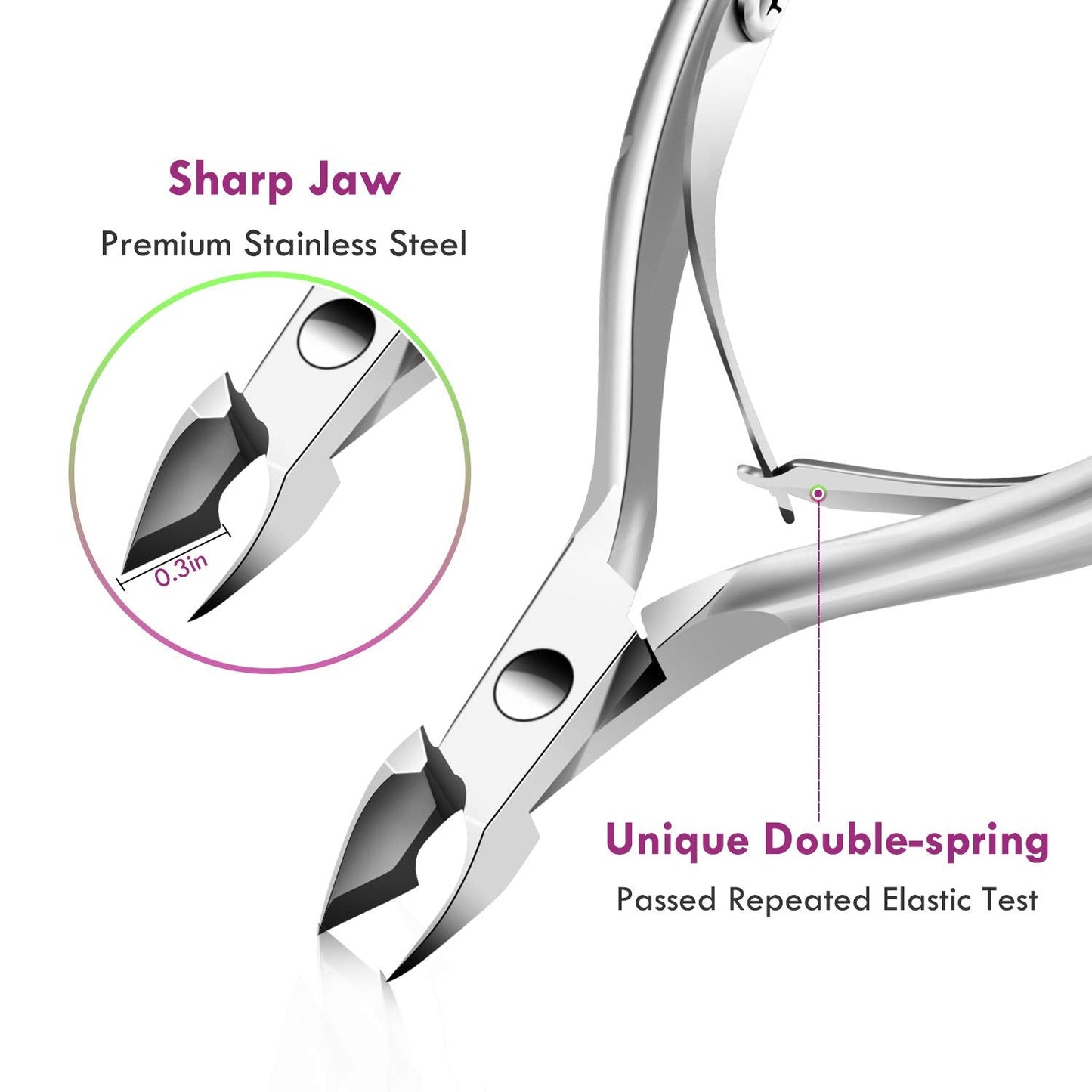 Cuticle Trimmer Cuticle Remover with Cuticle Pusher, XUNXMAS Professional Stainless Steel Durable Pedicure Manicure Tools Cutter Nipper Scissor Beauty & Personal Care XUNXMAS