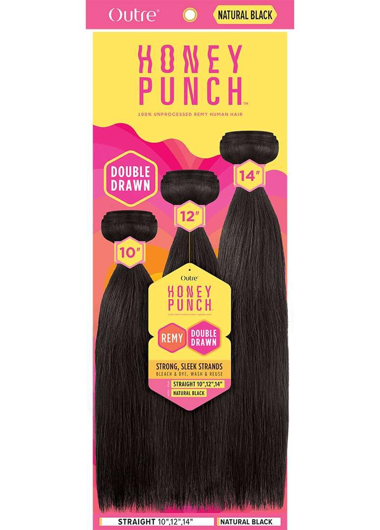 Outre Honey Punch 100% Unprocessed Remi Human Hair - Straight 14" 16" 18" (NATURAL)