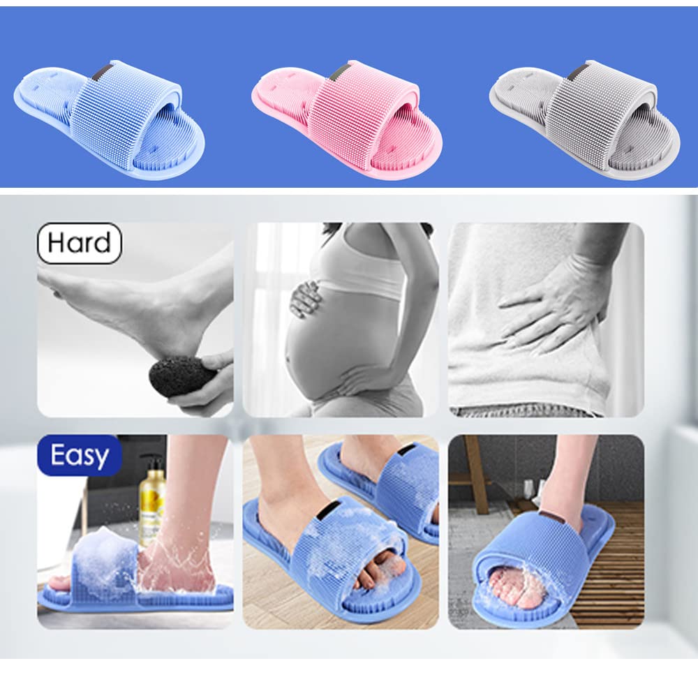 Ygapuzi Shower Foot Scrubber - Soft Silicone Cleaner With Non-Slip Suction Cups, Exfoliating Dead Skin Massager Slipper to Improve Circulation Beauty and Personal Care Ygapuzi