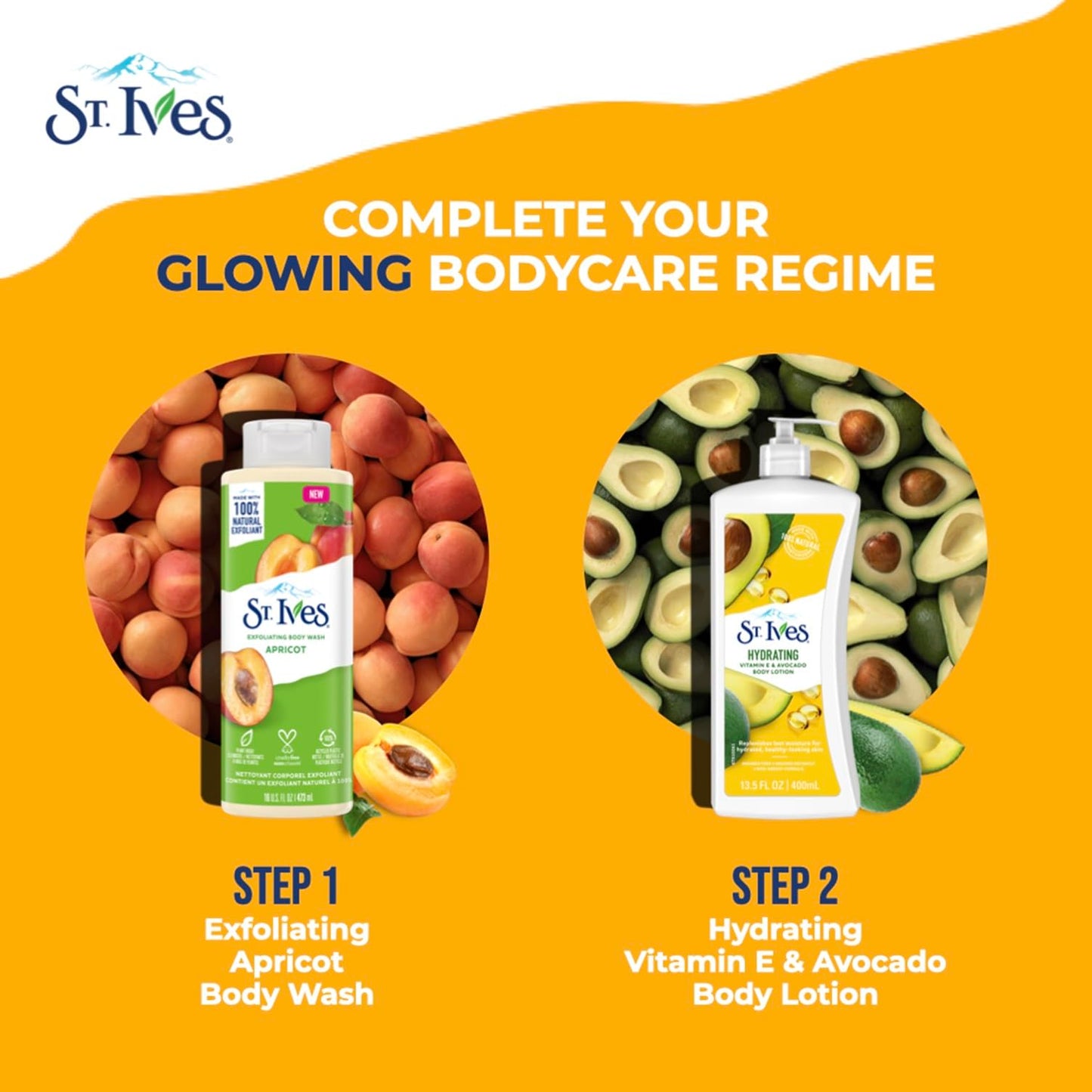 St. Ives Exfoliating Apricot Body Wash/Shower gel For Women| 100% Natural Extracts | Cruelty Free | Paraben Free |473ml, White Beauty & Personal Care St. Ives