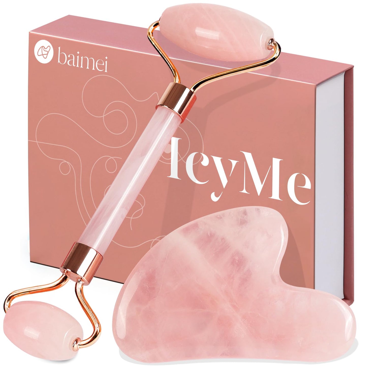 BAIMEI IcyMe Jade Roller & Gua Sha, Face Roller Redness Reducing Skin Care Tools, Self Care for Men Women, Massager for Face, Eyes, Neck, Relieve Fine Beauty & Personal Care BAIMEI
