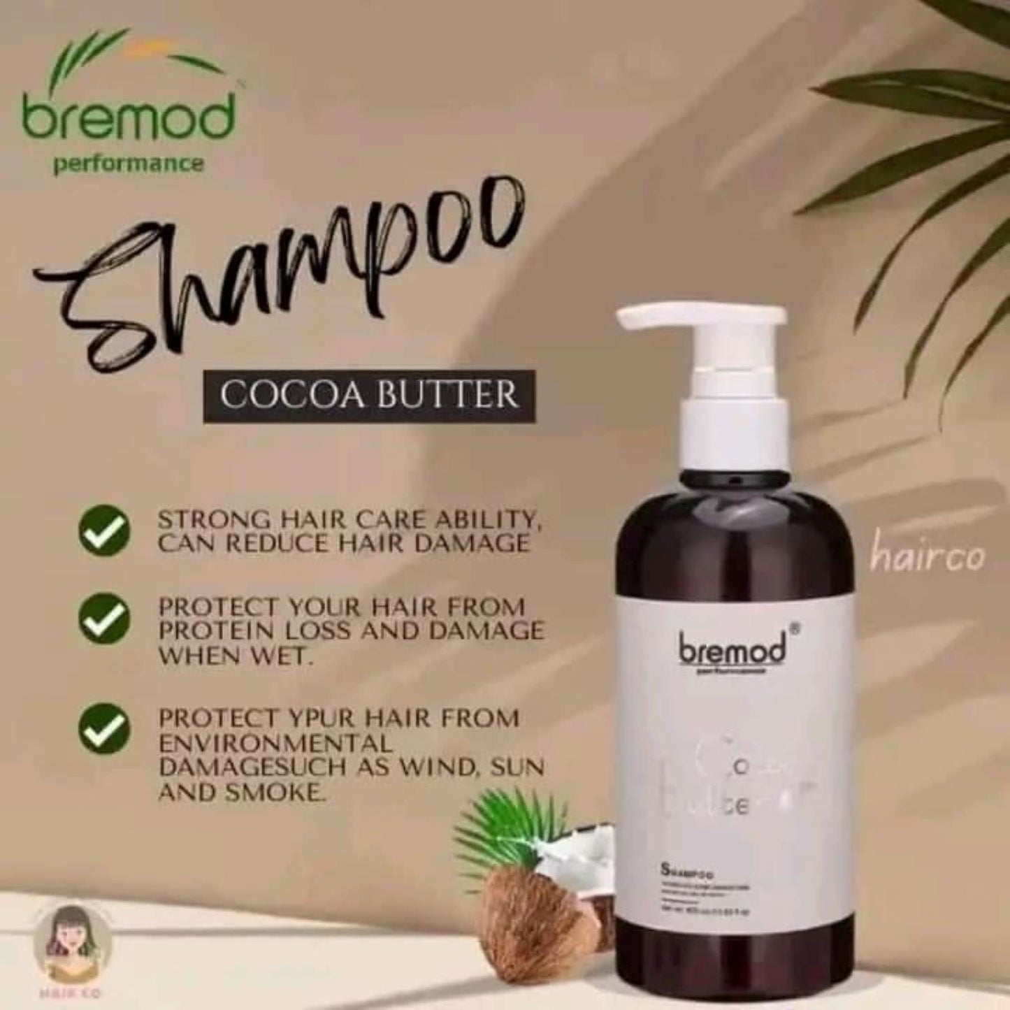 BREMOD Performance Cocoa Butter Shampoo and Conditioner, 400ml Each Beauty & Personal Care Bremod Performance