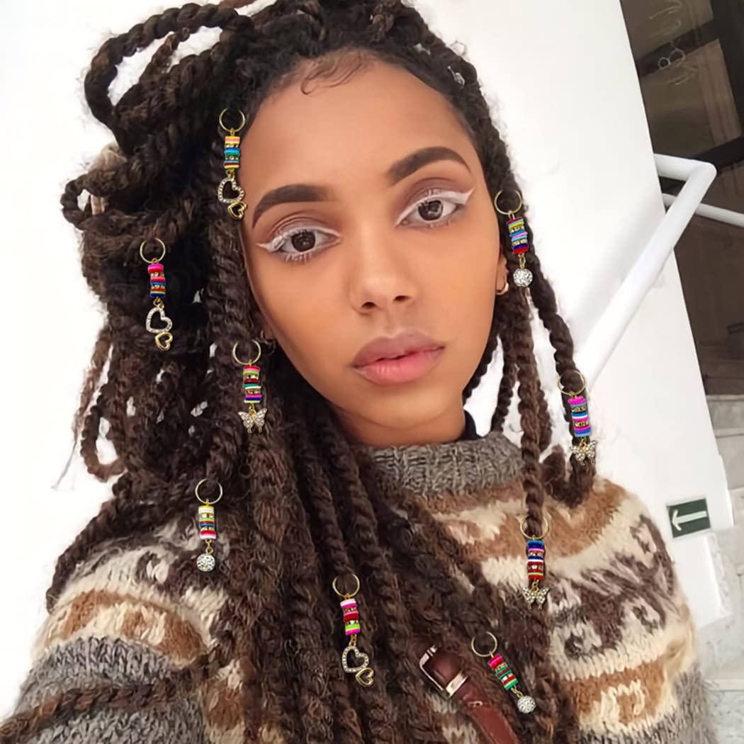Formery Butterfly Braid Jewelry Gold Rhinestones Hair Charms Heart African Loc Accessories for Black Women (9PCS) Beauty & Personal Care Formery