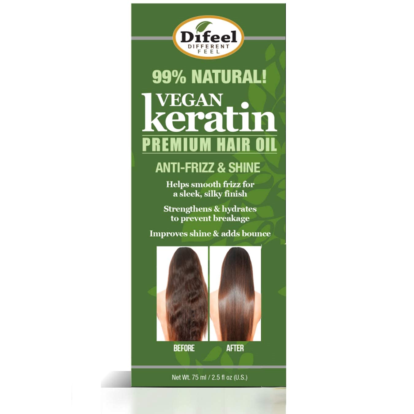 Difeel Vegan Keratin Premium Hair Oil - Anti Frizz & Shine 2.5 oz. Beauty & Personal Care Difeel