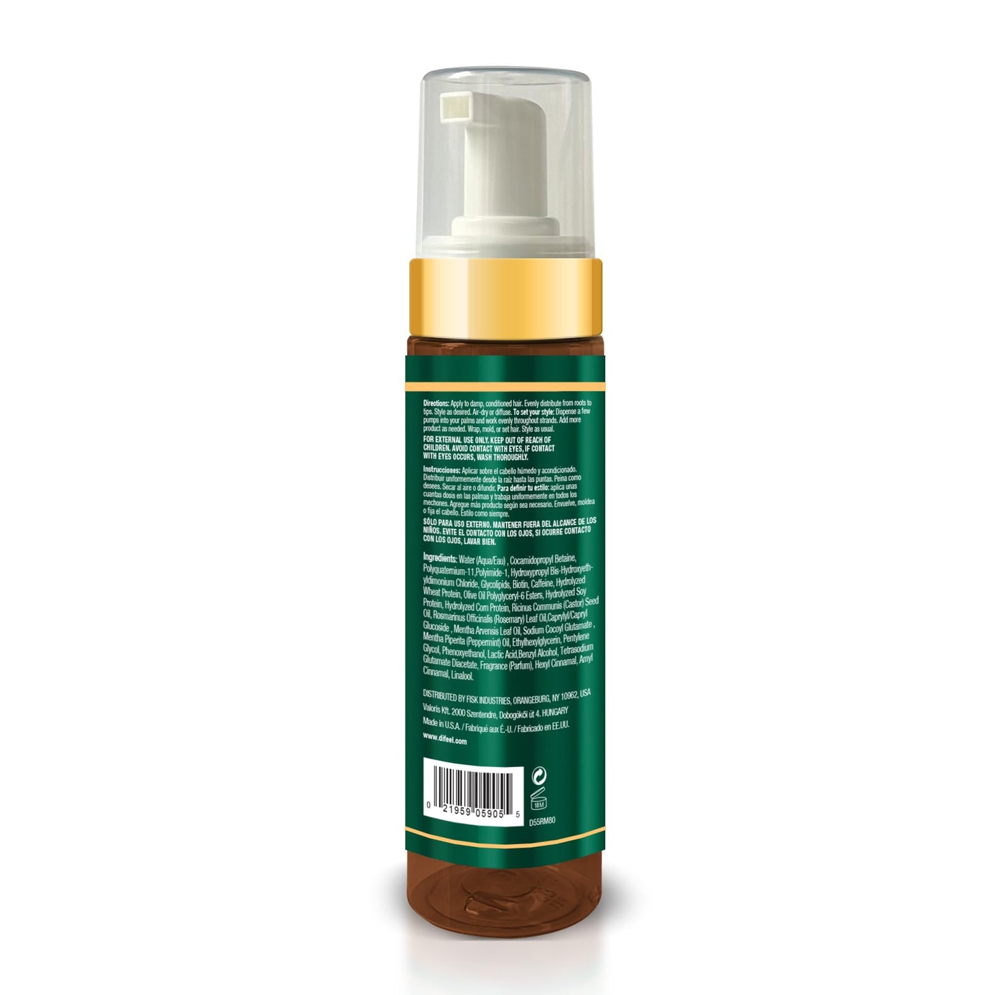 Difeel Rosemary & Mint Foaming Mousse 8 Ounces - Infused with Biotin, Level 6 Hold for Curls, Coil Braids, Rows and More Beauty & Personal Care Difeel