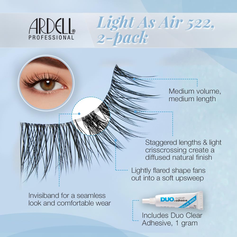 Ardell Light As Air 522 Lashes 2 Pairs + 1 gram DUO Pipette