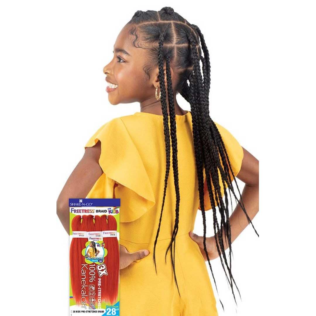 Shake N Go Freetress Synthetic 3X Kids Pre-Stretched Braids 28" (Color:27)