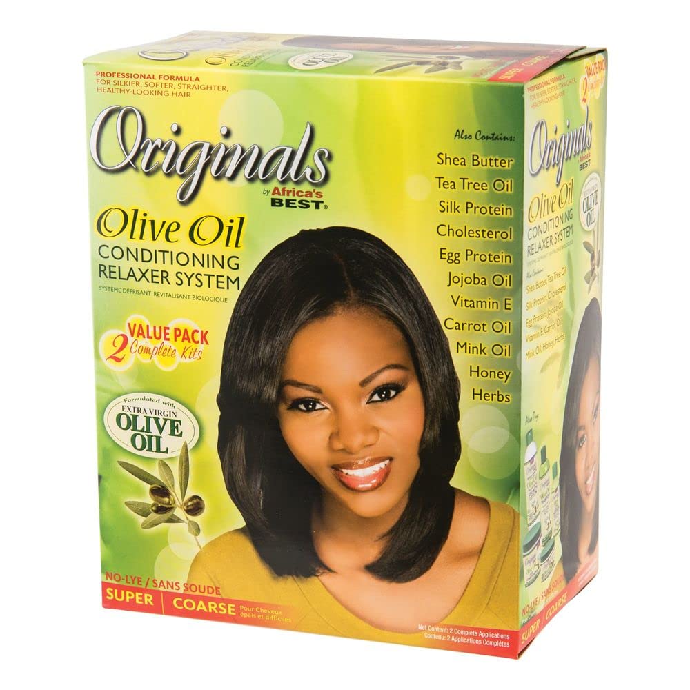 Originals By Africa's Best Olive Oil Conditioning Relaxer System 2-Pack, Helps Repair, Rebuild and Restore Your Hair's Elasticity and Softens &