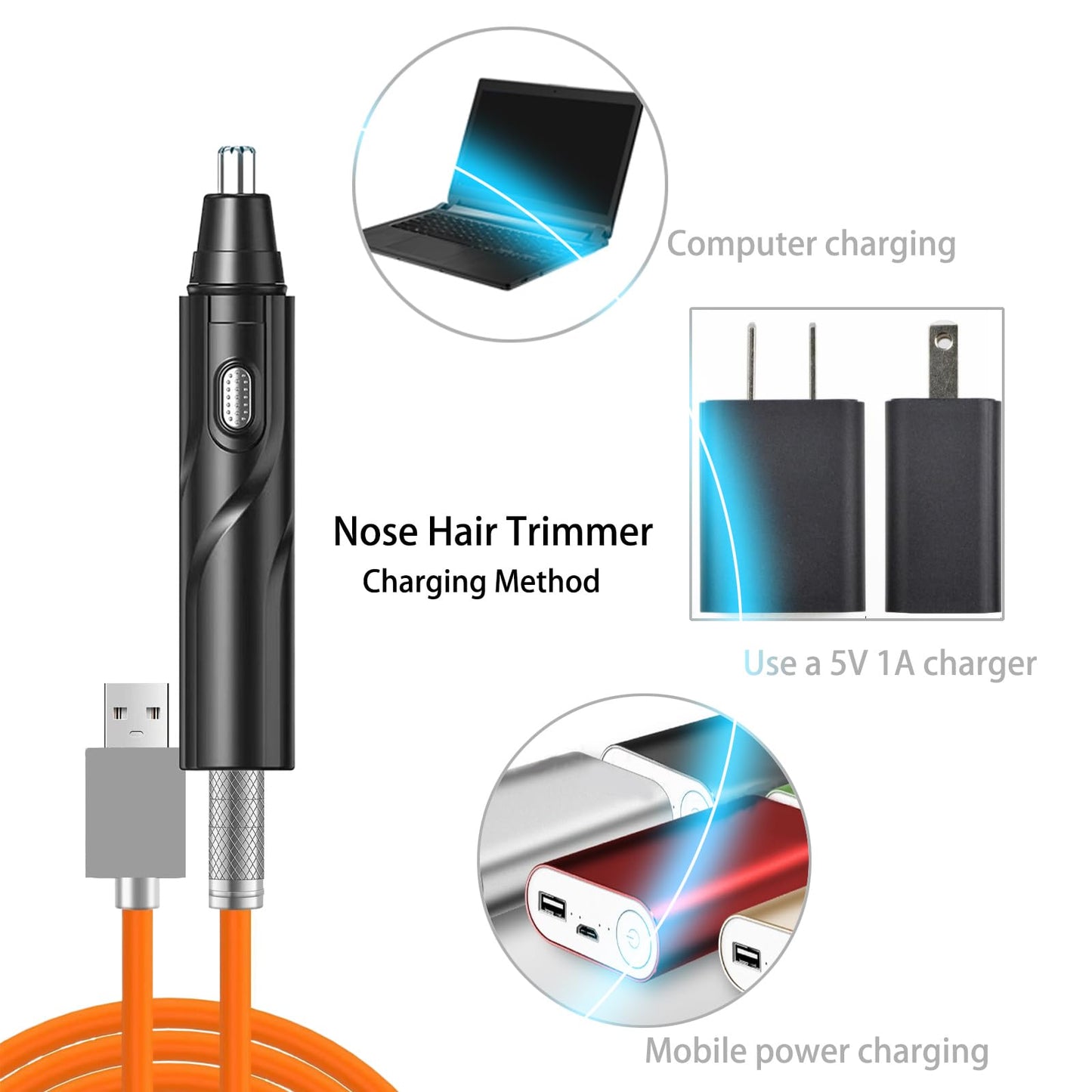 Ear and Nose Hair Trimmer Clipper, Electric Nose Ear Hair Trimmer Rechargeable with 6 Pieces Earpick Trimming Nose Hair Painless Removal Nose Hair Beauty and Personal Care YIPINER