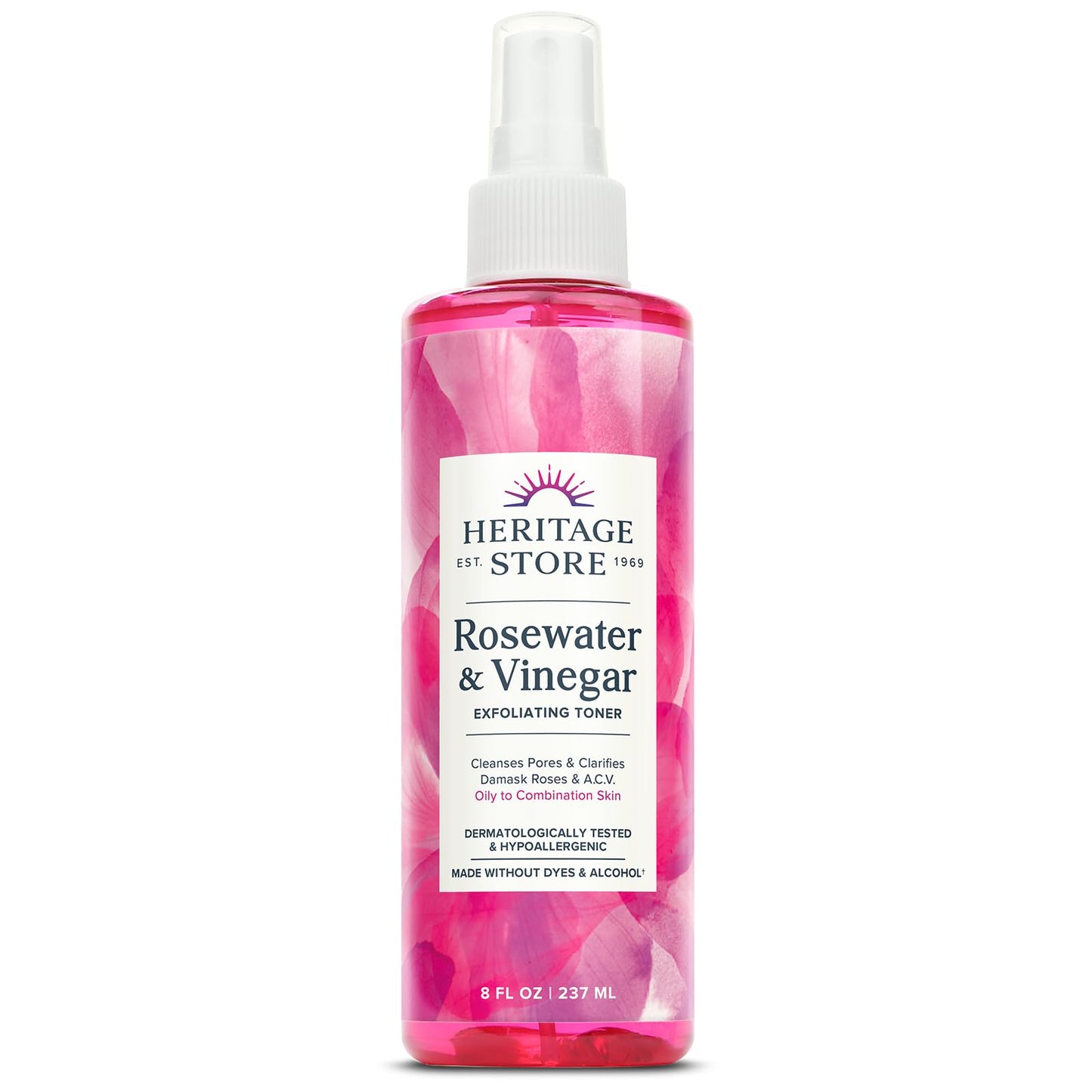 HERITAGE STORE Rosewater & Vinegar - Exfoliating Toner with Apple Cider Vinegar - Oily to Combination Skin - Refreshing Facial Mist Cleans, Refines Beauty & Personal Care HERITAGE STORE