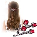 Vintage Crystal Rose Hair Clips,Elegant Rhinestones Rose Flower Metal Hair Clips Hair Barrette Ponytail Holder Slide Clips Hair Jewelry Beauty & Personal Care BeeGift