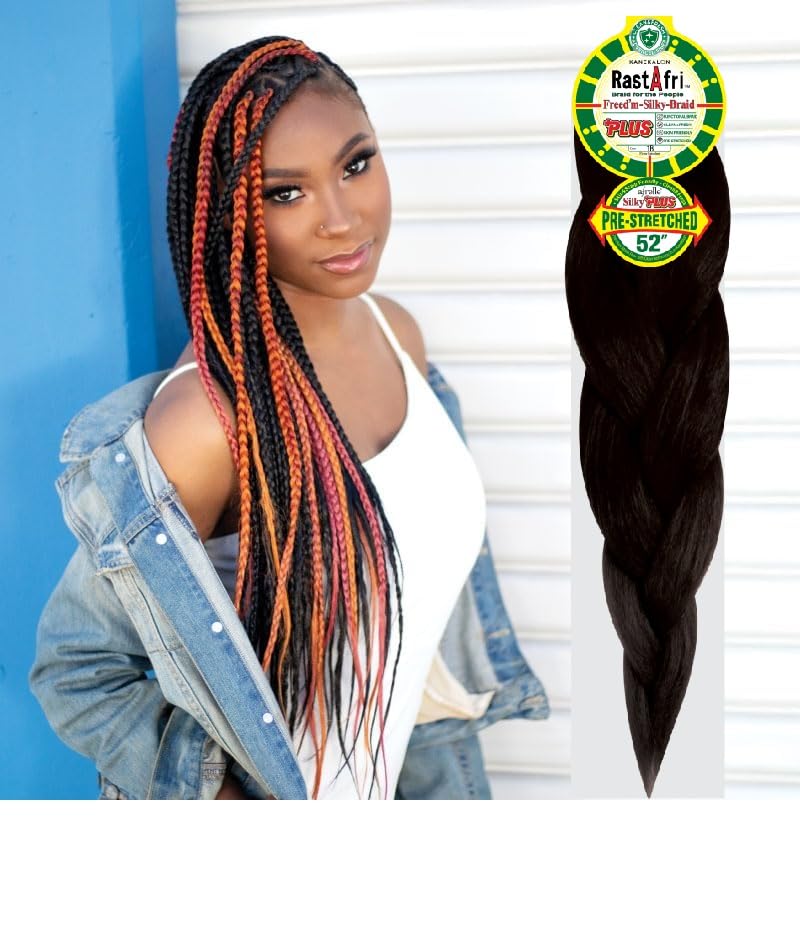 RastAfri Freed'm Silky Braid 24 Inch Pre-Stretched Braiding Hair, | 100% Afrelle Modacrylic Fiber from Kanekalon | Soft Lightweight Hair for Box