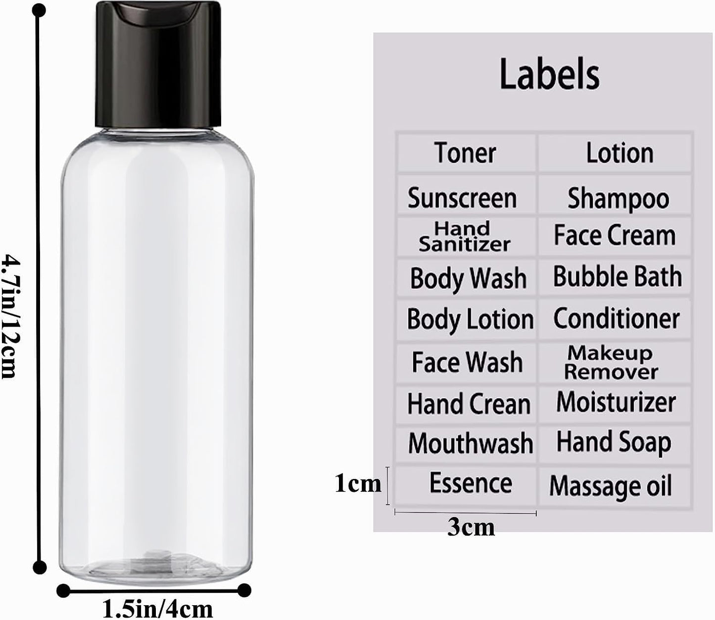 DNSEN 5 Pack 3.4 oz Travel Bottles for Toiletries TSA Approved Leakproof Plastic Empty Travel Size Bottles Containers with Labels Beauty and Personal Care DNSEN